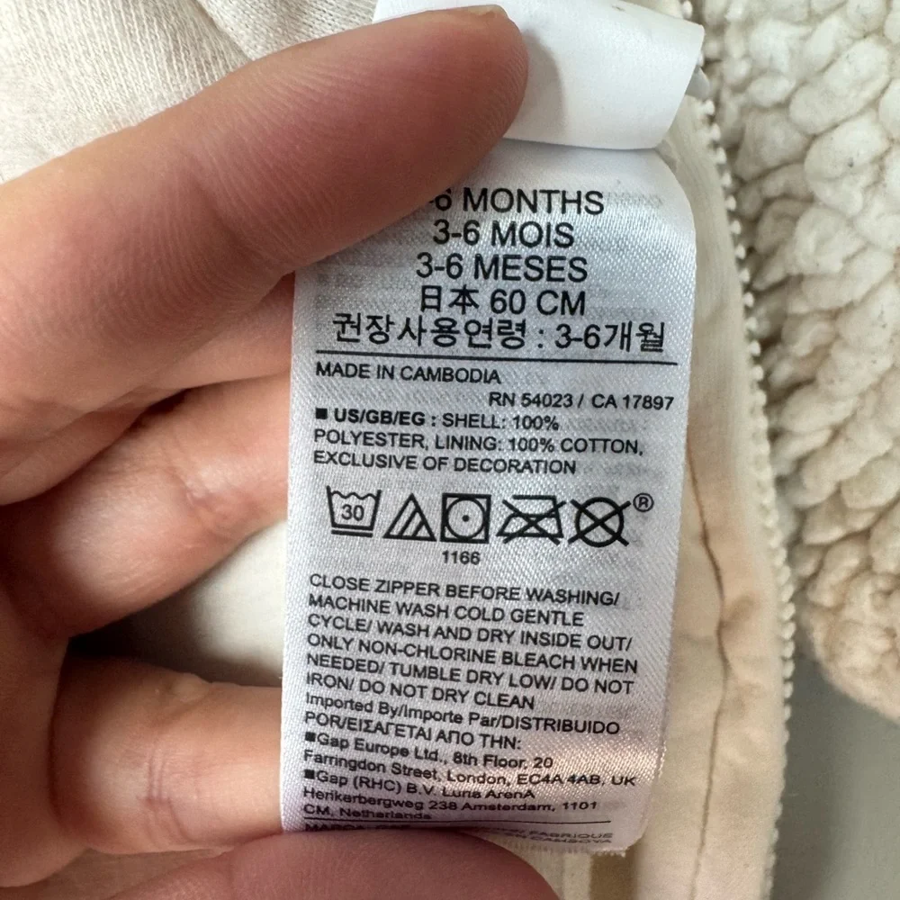 Baby Gap Sherpa Fleece Bunting Snowsuit Bear Ears Cream 3-6 Months Winter Scandi